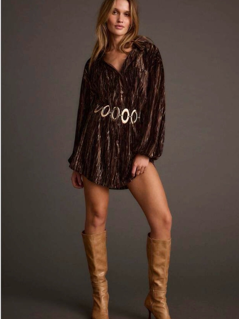 12th Tribe Loretta Espresso mini dress Sz Medium - Picture 1 of 4